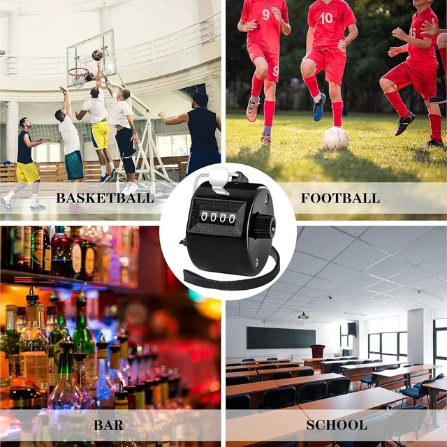 Alt view image 5 of 7 - Black Handheld Tally Counter Clicker 4 Digital for School Event | For Row Sport School Event Coaches, Mechanical 4 Digit Counting, Handheld People Clicker Counter