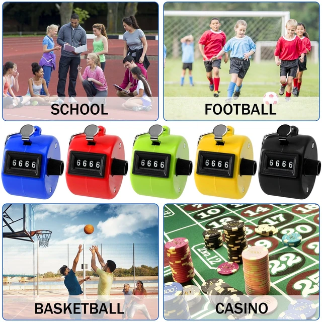 Alt view image 6 of 7 - Black Handheld Tally Counter Clicker 4 Digital for School Event | For Row Sport School Event Coaches, Mechanical 4 Digit Counting, Handheld People Clicker Counter