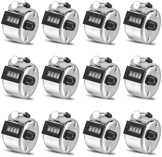 Main image of 12 Pcs Hand Tally Counter 4-Digit Lap Counter Clicker, Manual Mechanical Handheld Pitch Click Counter with Finger Ring for School Golf & Knitting Row Croche