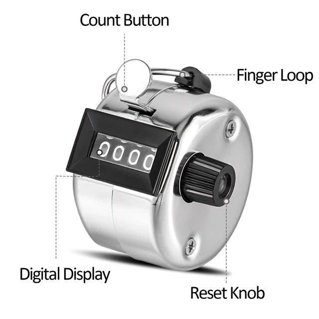 Alt view image 3 of 7 - 12 Pcs Hand Tally Counter 4-Digit Lap Counter Clicker, Manual Mechanical Handheld Pitch Click Counter with Finger Ring for School Golf & Knitting Row Croche