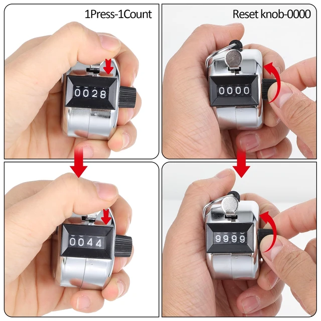 Alt view image 5 of 7 - 12 Pcs Hand Tally Counter 4-Digit Lap Counter Clicker, Manual Mechanical Handheld Pitch Click Counter with Finger Ring for School Golf & Knitting Row Croche