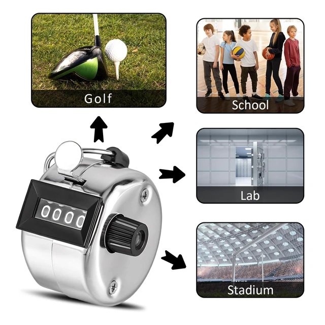 Alt view image 6 of 7 - 12 Pcs Hand Tally Counter 4-Digit Lap Counter Clicker, Manual Mechanical Handheld Pitch Click Counter with Finger Ring for School Golf & Knitting Row Croche