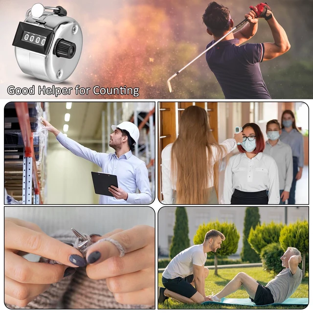 Alt view image 7 of 7 - 12 Pcs Hand Tally Counter 4-Digit Lap Counter Clicker, Manual Mechanical Handheld Pitch Click Counter with Finger Ring for School Golf & Knitting Row Croche
