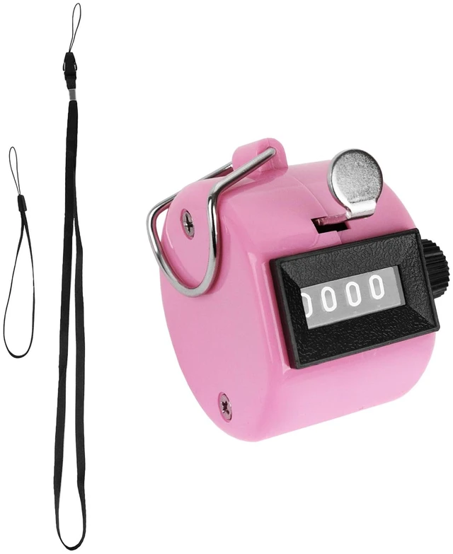 Main image of Clicker Counter Handheld Tally Counter 4-Digit Number Counter for Coaching, Knitting, Lap, Fishing, Golf and Row Sport with 2-Nylon Lanyard,Pink