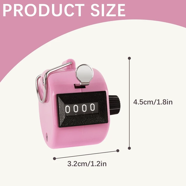 Alt view image 2 of 7 - Clicker Counter Handheld Tally Counter 4-Digit Number Counter for Coaching, Knitting, Lap, Fishing, Golf and Row Sport with 2-Nylon Lanyard,Pink
