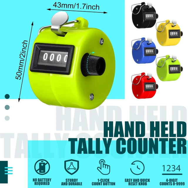 Alt view image 2 of 7 - 25 Pcs Tally Counter People Counter 4 Digit Click, Multi Colors | Mechanical Palm Clicker for Golf Sports Events, Hand Tally with Wrist Strap, Stadium Office Crowd Tracking Numbers