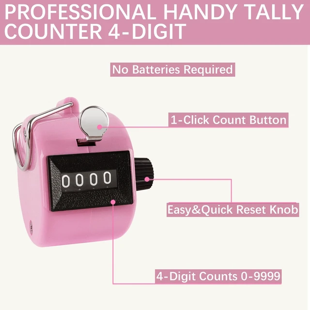 Alt view image 3 of 7 - Clicker Counter Handheld Tally Counter 4-Digit Number Counter for Coaching, Knitting, Lap, Fishing, Golf and Row Sport with 2-Nylon Lanyard,Pink