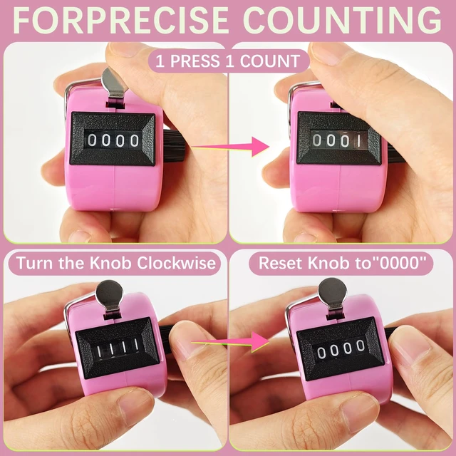 Alt view image 6 of 7 - Clicker Counter Handheld Tally Counter 4-Digit Number Counter for Coaching, Knitting, Lap, Fishing, Golf and Row Sport with 2-Nylon Lanyard,Pink