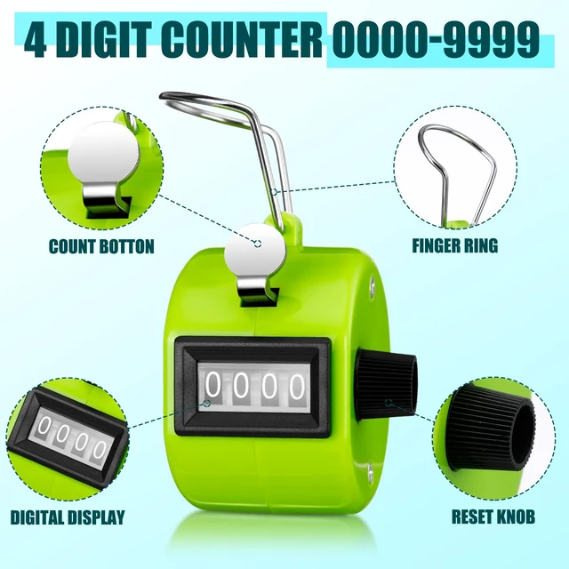 Alt view image 3 of 7 - 25 Pcs Tally Counter People Counter 4 Digit Click, Multi Colors | Mechanical Palm Clicker for Golf Sports Events, Hand Tally with Wrist Strap, Stadium Office Crowd Tracking Numbers