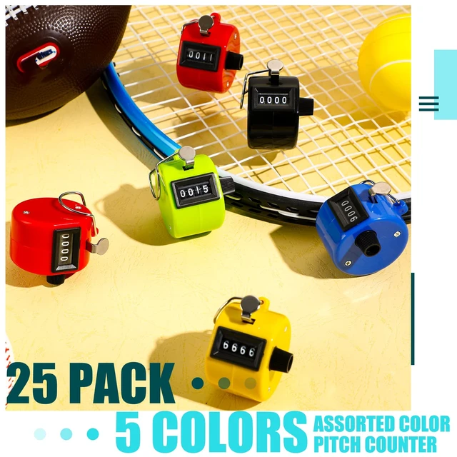Alt view image 7 of 7 - 25 Pcs Tally Counter People Counter 4 Digit Click, Multi Colors | Mechanical Palm Clicker for Golf Sports Events, Hand Tally with Wrist Strap, Stadium Office Crowd Tracking Numbers