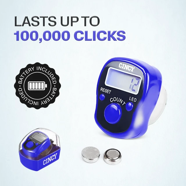 Alt view image 7 of 7 - Clicker Counter with LED, Instant Reset, Accurate & Quiet, 1 Pack, Bright LED for Day & Night Use, Long Battery Life, Comfortable Grip for People, Laps, Pitch, Golf, Baseball & Prayer