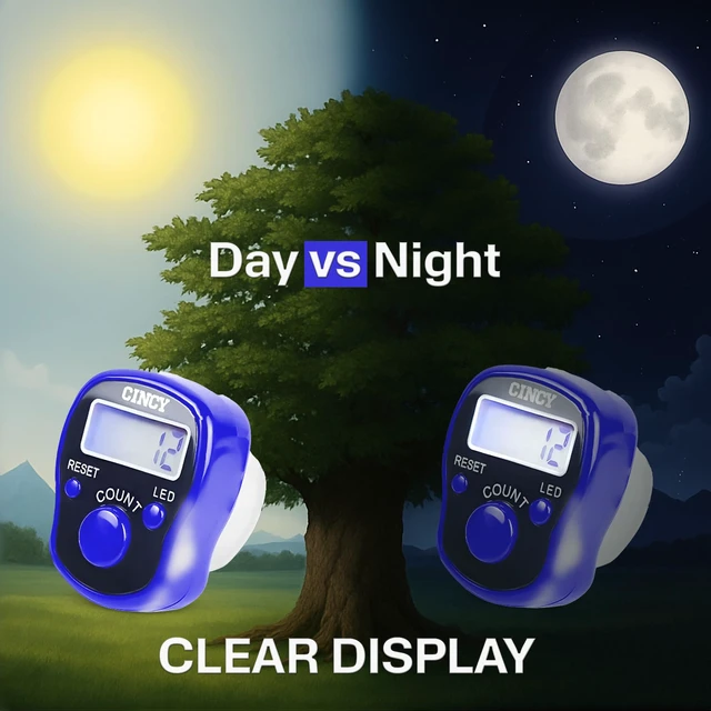 Alt view image 4 of 7 - Clicker Counter with LED, Instant Reset, Accurate & Quiet, 1 Pack, Bright LED for Day & Night Use, Long Battery Life, Comfortable Grip for People, Laps, Pitch, Golf, Baseball & Prayer