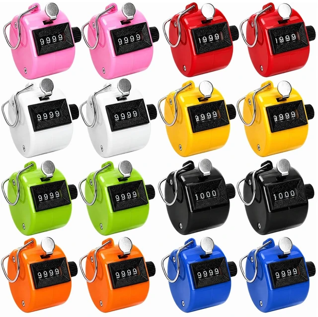 Main image of 16 Pcs Hand Clicker Counter, 4 Digit Manual Mechanical Tally Counters with Finger Ring, Handheld Assorted Color Pitch Clicker Counter for Sports Stadium Coaching, 8 Color
