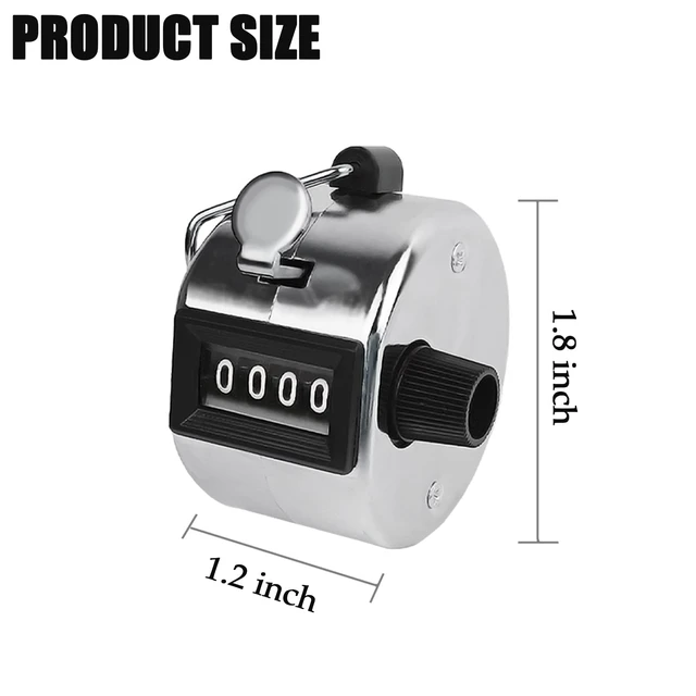 Alt view image 4 of 6 - Metal Hand Tally Clicker Counter, 4-Digit Number Count Clicker with Metal Case Mechanical Counter for Coaching, Knitting, Lap, Fishing, Golf and Row with 2-Nylon Lanyard,Silver