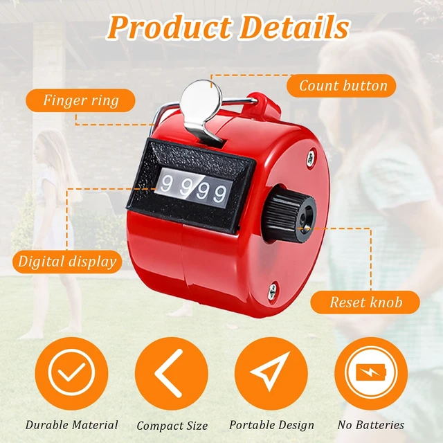 Alt view image 3 of 6 - 18 Pack Handheld Clicker Counter, 4 Digit Mechanical Tally Counter with Metal Ring, Assorted 9 Colors for Counting, Coaching, Knitting, Sports, Golf & People Counting