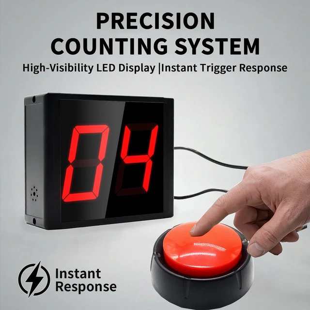 Alt view image 2 of 6 - Digital Tally Counter with Push Button Control, 2.3 Inch Large LED Display, Electronic Lap Counter for Walking, Sports(2-Digit)