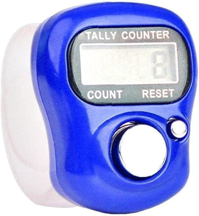 Main image of Blue Electronic Finger Counter, Handheld LED Digital Row Counter with Ring for Golf, Hand Tally Counter for Hair Care Users, Unisex, 1 Count