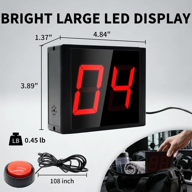 Alt view image 4 of 6 - Digital Tally Counter with Push Button Control, 2.3 Inch Large LED Display, Electronic Lap Counter for Walking, Sports(2-Digit)