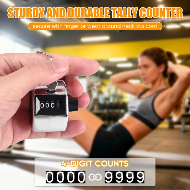 Alt view image 2 of 7 - Metal Handheld Tally Counter, Clicker Counter with 4 Digit Display | Hand Mechanical Counter for Counting, Golf, Baseball, Knitting, Coaching, Fishing and Laps