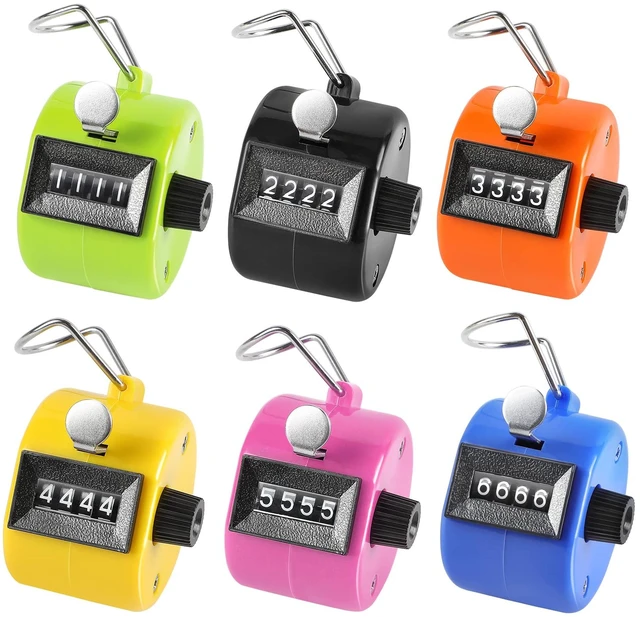 Main image of Tally Counter, 6 Pack, 4-Digit Mechanical Clickers, 6 Colors | 6 Colors for Easy Assignment; Battery-Free Counting; 4-Digit Display; Lightweight ABS Case; Finger Ring; Multi-Use