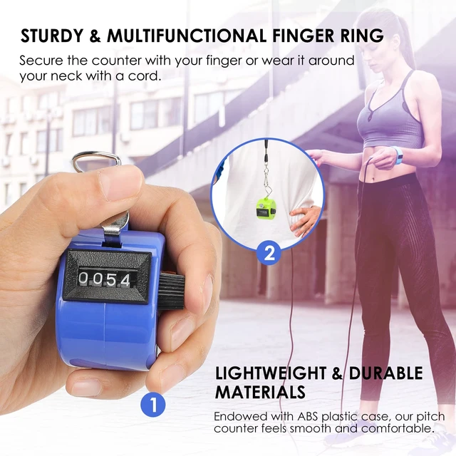 Alt view image 3 of 7 - Tally Counter, 6 Pack, 4-Digit Mechanical Clickers, 6 Colors | 6 Colors for Easy Assignment; Battery-Free Counting; 4-Digit Display; Lightweight ABS Case; Finger Ring; Multi-Use