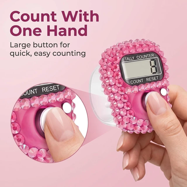 Alt view image 4 of 7 - Electronic Finger Tally Counter Clicker Counter,Convenient Portable Digital Display Tally Counter,Resettable Mini Lap Counter for Golf Goods Counting Accessories,Track and Field Lap Counters (silvery)
