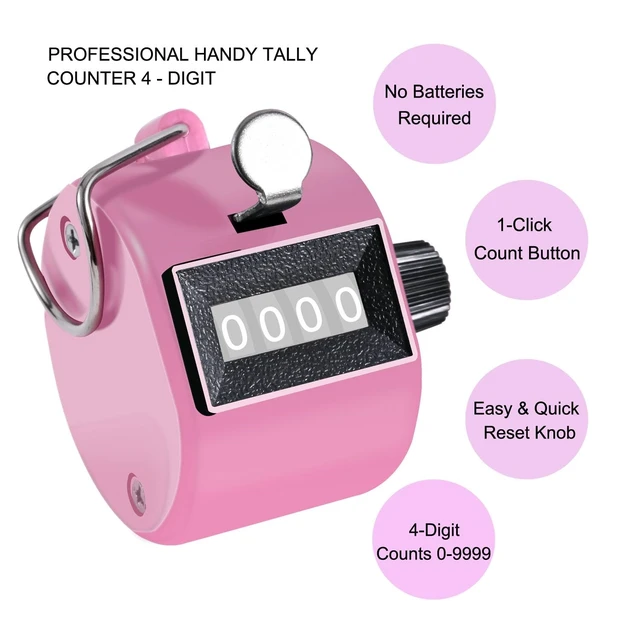 Alt view image 2 of 7 - Clicker Counter Handheld Tally Counter 4-Digit Number Click Counter | Mechanical Clickers Counters, Portable Pitch Umpire Handy Tally Click Counter for Coaching, Knitting, People, Lap, Golf