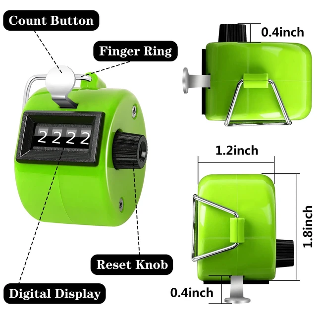 Alt view image 2 of 7 - 5Pcs Handheld Tally Clicker Counter 4 Digital Number for Sports | School Event Golf Sports Office Stadium, 4 Digital Number Clicker, 5 Pcs Handheld Counter Bulk