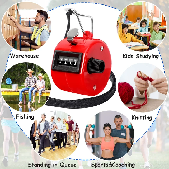 Alt view image 6 of 7 - 5Pcs Handheld Tally Clicker Counter 4 Digital Number for Sports | School Event Golf Sports Office Stadium, 4 Digital Number Clicker, 5 Pcs Handheld Counter Bulk