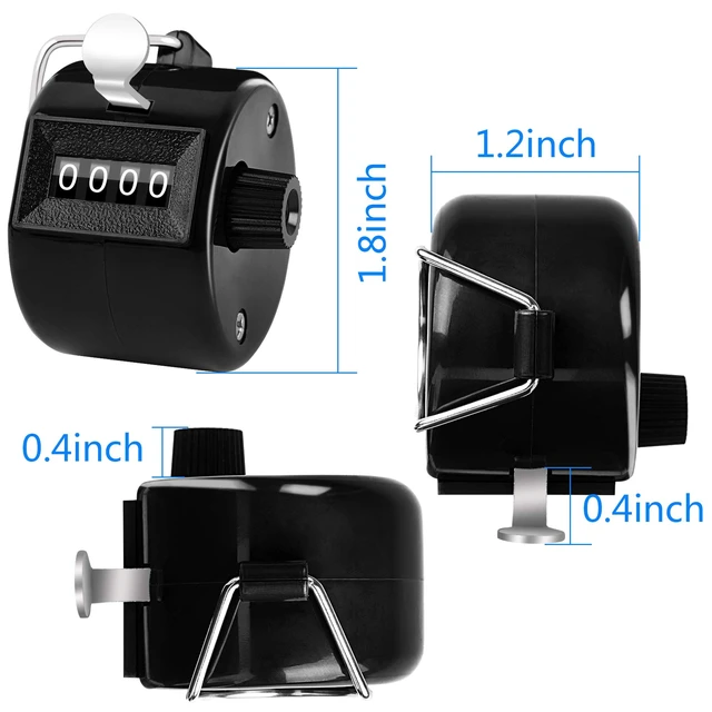 Alt view image 2 of 5 - 2 Pack Hand Tally Counter 4 Digital Click Counter for Sport Row School Event (Black White)