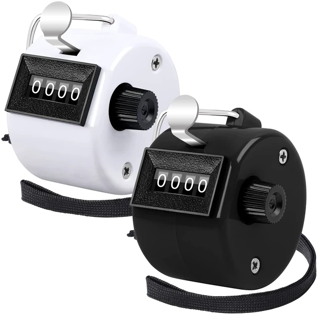 Main image of 2 Pack Hand Tally Counter 4 Digital Click Counter for Sport Row School Event (Black White)