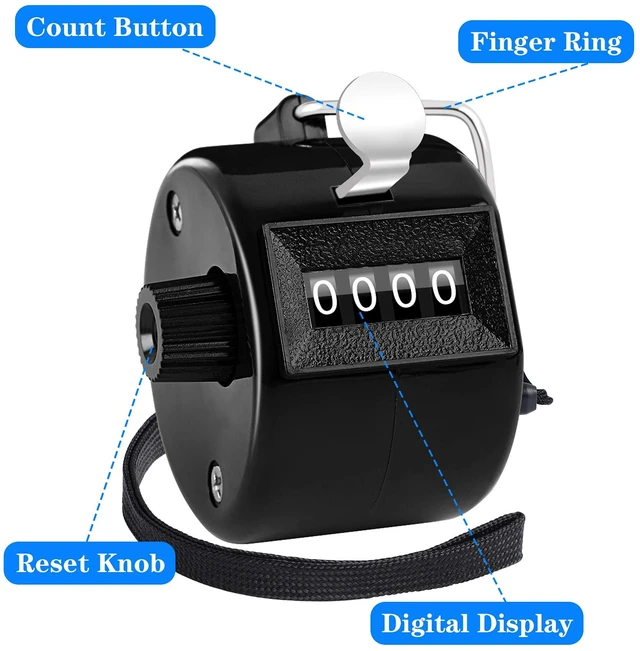 Alt view image 3 of 5 - 2 Pack Hand Tally Counter 4 Digital Click Counter for Sport Row School Event (Black White)