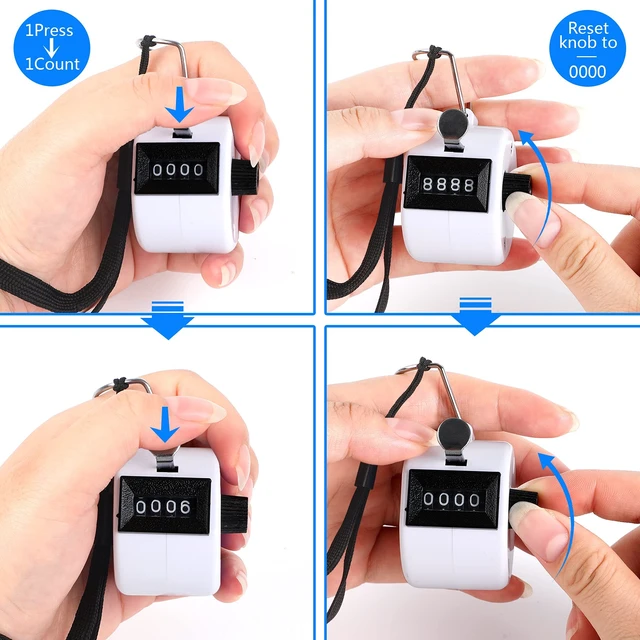Alt view image 4 of 5 - 2 Pack Hand Tally Counter 4 Digital Click Counter for Sport Row School Event (Black White)