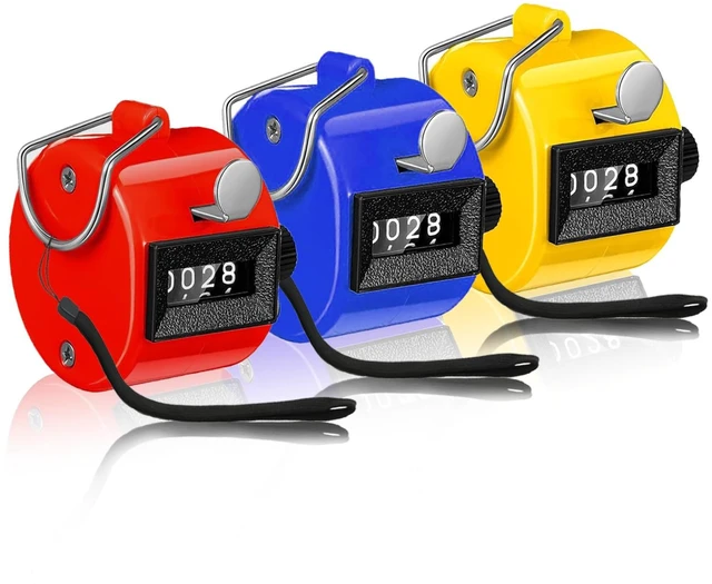 Main image of Handheld Clicker Counters - Golf Digital 4-Digit Baseball Finger Click Mechanical Tally Counter with 3pcs Lanyard for Sports Events Coaching Counting