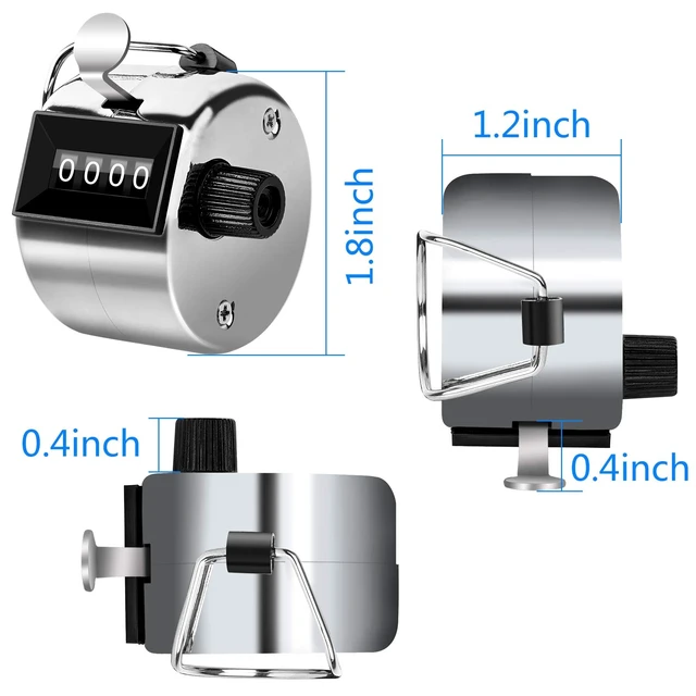 Alt view image 2 of 6 - 2 Pack Tally Counter Clicker 4 Digit Number for School Event | Metallic Construction, For Row Sport School Event Coaches, Mechanical 4 Digit Counting, Handheld People Clicker Counter