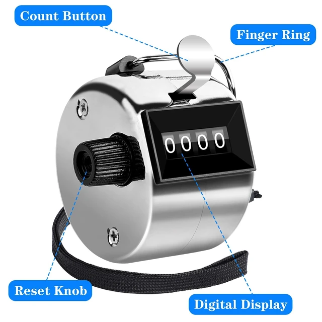 Alt view image 3 of 6 - 2 Pack Tally Counter Clicker 4 Digit Number for School Event | Metallic Construction, For Row Sport School Event Coaches, Mechanical 4 Digit Counting, Handheld People Clicker Counter