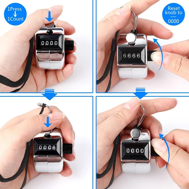 Alt view image 4 of 6 - 2 Pack Tally Counter Clicker 4 Digit Number for School Event | Metallic Construction, For Row Sport School Event Coaches, Mechanical 4 Digit Counting, Handheld People Clicker Counter