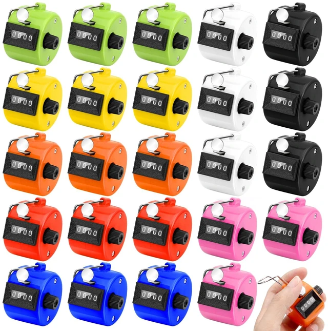 Main image of 24Pcs Handheld Tally Counter, Metal Pitch Counter Hand Mechanical Counters Clickers for School Event, 8 Colors Counting Numbers for Coaching, Fishing, People, Golf Lap, Stadiumand Sport Row