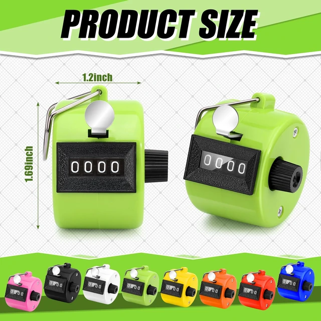 Alt view image 2 of 7 - 24Pcs Handheld Tally Counter, Metal Pitch Counter Hand Mechanical Counters Clickers for School Event, 8 Colors Counting Numbers for Coaching, Fishing, People, Golf Lap, Stadiumand Sport Row