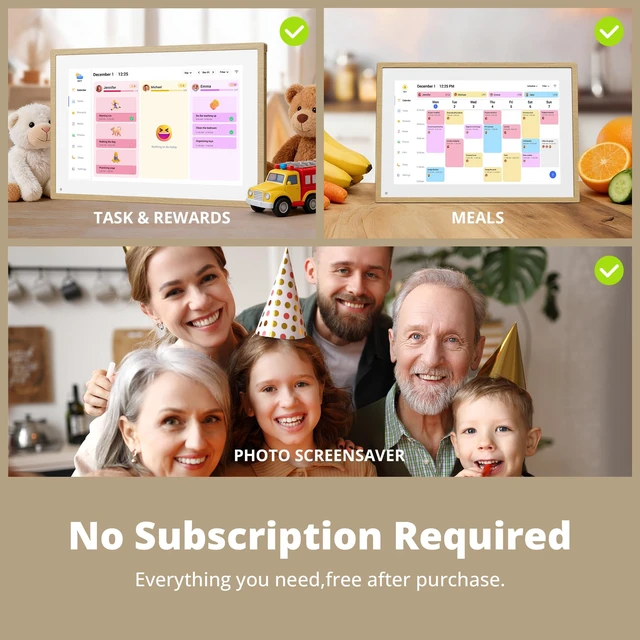 Alt view image 5 of 7 - Digital Calendar 10.1 Inch, 1080P Full HD WIFI Interactive Touchscreen Electronic Calendar & 2026 Smart Family Planner, Chore Chart for Multiple Kids, Rewards & Picture Frame, Natural Wood