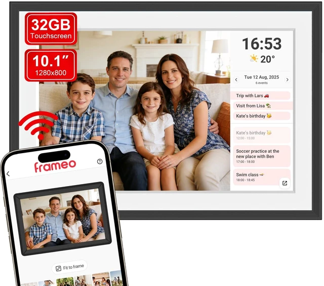 Main image of 10.1 Inch Smart WiFi Digital Photo Frame Digital Calendar 1280x800 IPS LCD Touch Screen, Auto-Rotate, Share Moments Instantly via from Anywhere