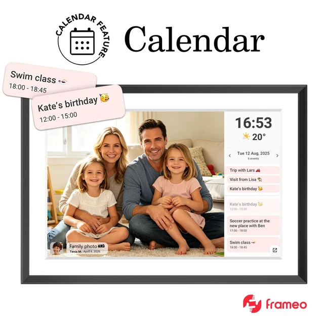 Alt view image 2 of 7 - 10.1 Inch Smart WiFi Digital Photo Frame Digital Calendar 1280x800 IPS LCD Touch Screen, Auto-Rotate, Share Moments Instantly via from Anywhere