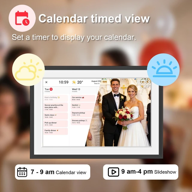 Alt view image 5 of 7 - 10.1 Inch Smart WiFi Digital Photo Frame Digital Calendar 1280x800 IPS LCD Touch Screen, Auto-Rotate, Share Moments Instantly via from Anywhere