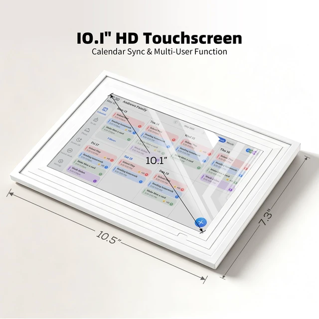 Alt view image 2 of 7 - 10.1" Digital Calendar, Full HD Smart Display for Family Organizer Touchscreen Desk Chore Chart, Wall/Desk Mount, Meal & To-Do Lists, Photo Frame, Ideal Gift for Mom Women