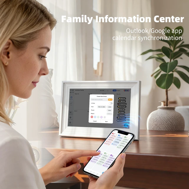 Alt view image 7 of 7 - 10.1" Digital Calendar, Full HD Smart Display for Family Organizer Touchscreen Desk Chore Chart, Wall/Desk Mount, Meal & To-Do Lists, Photo Frame, Ideal Gift for Mom Women