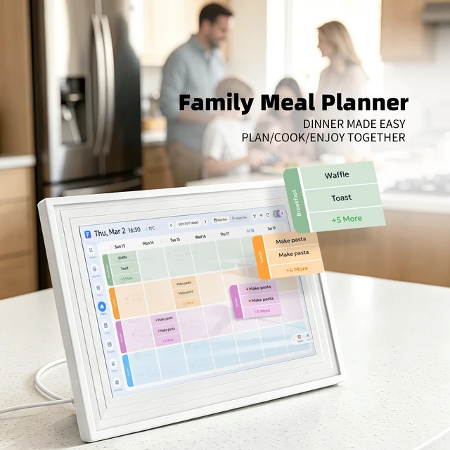 Alt view image 4 of 7 - 10.1" Digital Calendar, Full HD Smart Display for Family Organizer Touchscreen Desk Chore Chart, Wall/Desk Mount, Meal & To-Do Lists, Photo Frame, Ideal Gift for Mom Women