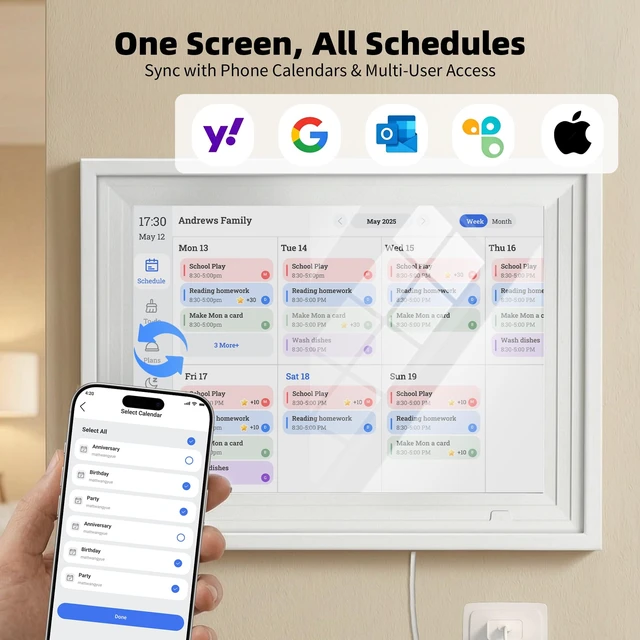 Alt view image 3 of 7 - 10.1" Digital Calendar, Full HD Smart Display for Family Organizer Touchscreen Desk Chore Chart, Wall/Desk Mount, Meal & To-Do Lists, Photo Frame, Ideal Gift for Mom Women
