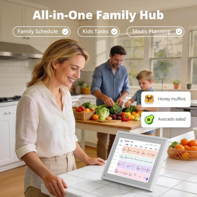Alt view image 2 of 7 - Digital Calendar 10.1 Inch, 1080P Full HD WIFI Interactive Touchscreen Electronic Calendar & 2026 Smart Family Planner, Chore Chart for Multiple Kids, Rewards & Picture Frame, Desk Mount