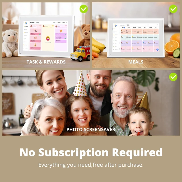 Alt view image 5 of 7 - Digital Calendar 10.1 Inch, 1080P Full HD WIFI Interactive Touchscreen Electronic Calendar & 2026 Smart Family Planner, Chore Chart for Multiple Kids, Rewards & Picture Frame, Desk Mount