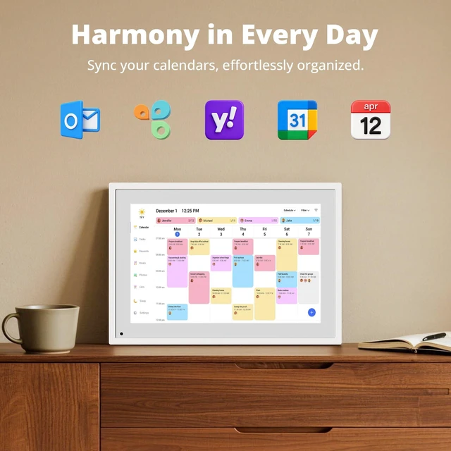 Alt view image 3 of 7 - Digital Calendar 10.1 Inch, 1080P Full HD WIFI Interactive Touchscreen Electronic Calendar & 2026 Smart Family Planner, Chore Chart for Multiple Kids, Rewards & Picture Frame, Desk Mount